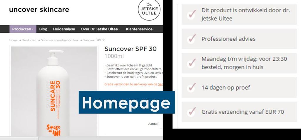 4. Uncover-skincare en logistieke services Aanbieden van logistieke services: voor alle webshops bereikbaar Logistieke services: alleen bereikbaar voor klanten van de grote