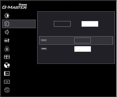Input Select Beeldinstellingen G-MASTER GB2760HSU Direct Audio Aanpassen Handmatig Auto Handmatig HDMI Selecteer Kleurinstellingen DISPLAYPORT (DP) Selecteer Aanpassingsitem Probleem / Optie In te