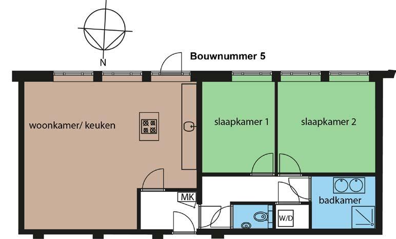 BOUWNUMMER 5 Deze woning is gelegen aan de achterzijde van het gebouw.