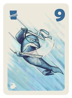 Tijdens de puntentelling (als walvissen winnen) mag je een superheldkaart uit je eigen leger op de aflegstapel leggen.