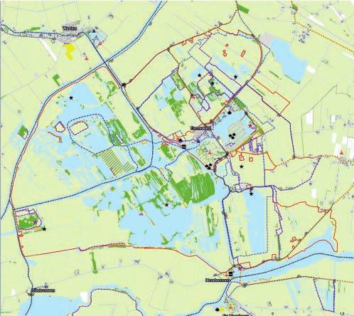 Figuur 4.4: Ligging van dag- en verblijfsrecreatieve voorzieningen in en rond het Natura 2000-gebied Alde Feanen (bron: Provincie Fryslân).