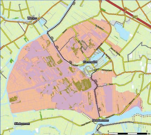 Figuur 4.7: Ligging van de hoofdinfrastructuur in en rond het Natura 2000-gebied Alde Feanen (bron: Provincie Fryslân).