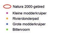Figuur 3.10: Verspreiding van Natura 2000-vissoorten in de Alde Feanen (bron: Beemster & Bijkerk 2009, Vernooij & Kampen 2007, Koole & Koopmans 2013, van der Heijden 2014).