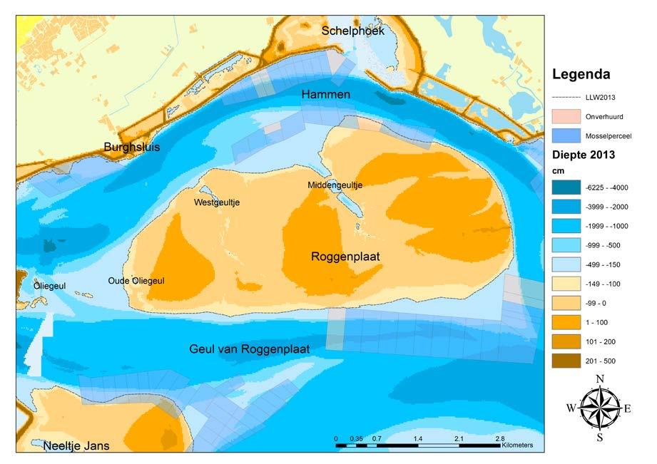 2 Mogelijke effecten van de suppletie op nabijgelegen mosselpercelen 2.1 Onderzoeksgebied De Roggenplaat is één van de grootste intergetijdengebieden van de Oosterschelde.