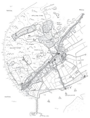 3.3 Dorpsas en de Landschapsas Lange lijnen: Dorpsas en Landschapsas De Dorpsas De Dorpsas tussen Haamstede en het strand bij Westenschouwen wordt een aantrekkelijk kralensnoer dat, voor bewoners en