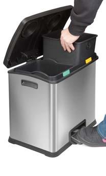 : mat RVS VB 9808 6 0 VB 98 0 0 Rejoice Recycling Bin x, EKO Rechthoekige pedaalemmer van mat RVS met kunststof