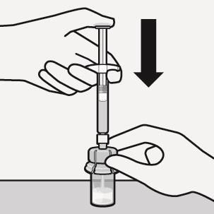 de injectieflaconadapter. Houd de spuit niet vast aan de glazen cilinder.