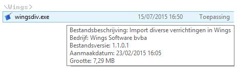 INSTALLATIE 2.1. Vooraf Het programma (wingsdiv.exe) dient onder de Wings map geïnstalleerd te worden.