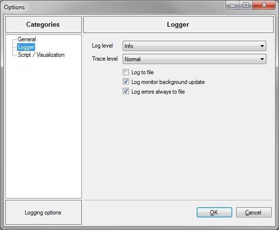4.2. Logger Here, the settings for logging in the toolmonitor can be adjusted. Log level Here, the log level for general event messages, warnings, errors, etc. can be set.