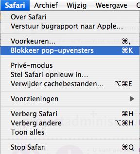 Figuur 1.3 Projectadministratie.nl maakt gebruik van pop-up vensters. Wanneer u hiervan een melding krijgt, dient u dit toe te staan voor onze website.