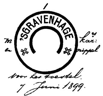 Op 12 september 1899 werd een stempel met één doos karakters toegezonden.