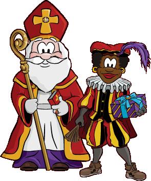 Sinterklaas Ra-ra-ra, wie komt er 6 december weer naar het land? Het zijn Sinterklaas en zwarte piet met snoep en cadeautjes in hun hand!