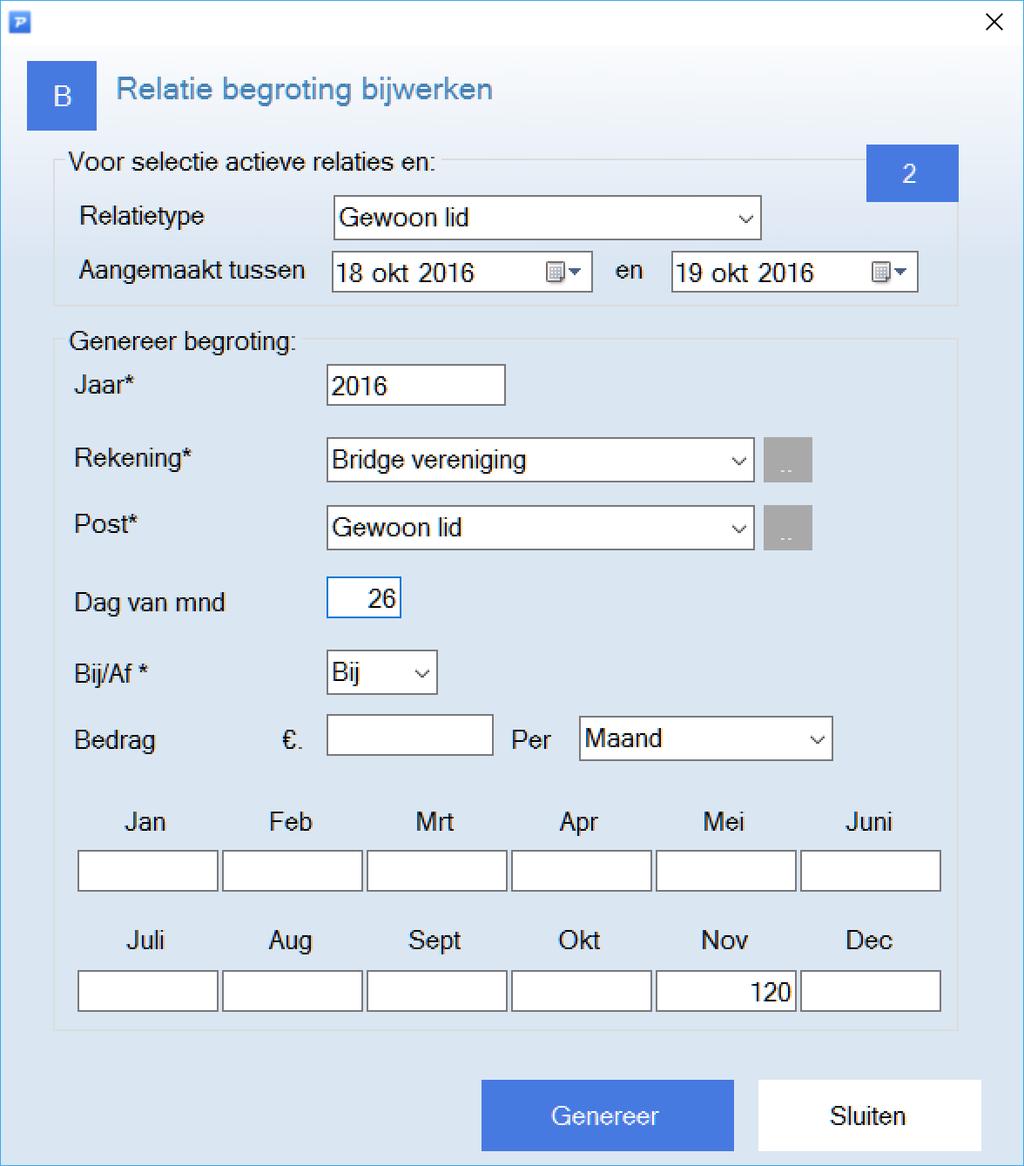 per relatietype (lid/donateur) de