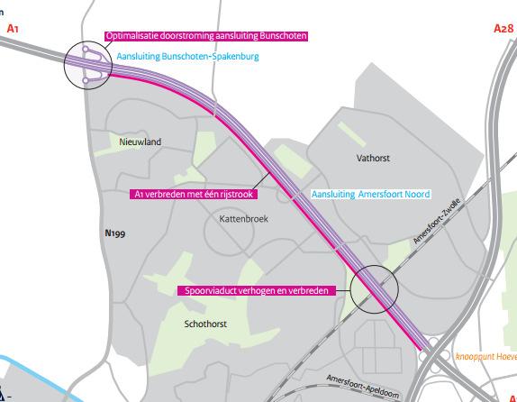 Projectnummer: Z-AD-2017-0324 4 Vervoer gevaarlijke stoffen 4.1 Rijksweg A1 Plaatsgebonden risico Het plaatsgebonden risico (10-6 /jaar) van de A1 is vermeld in bijlage 1 van de Regeling basisnet.