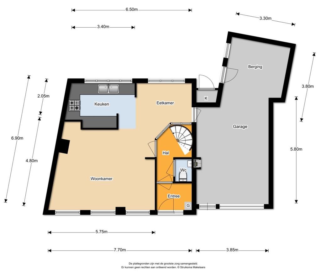 PLATTEGROND De plattegrond is niet op schaal en is bedoeld een indicatie te geven van