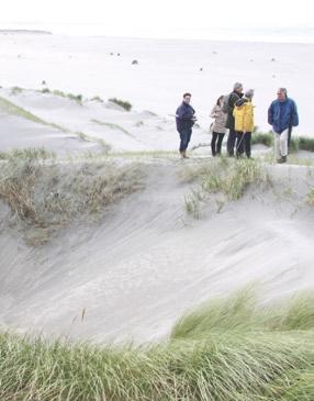 Aan de oude duinvoet zijn tientallen meters nieuw duin aangestoven, plaatselijk met diepe kerven en stuifketels. 2 9 Garnalenvisser in de Voordelta.