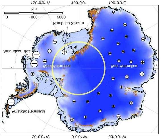 ming van de atmosfeer i.e. + 2 C sinds 1950 in deze zone van de aardbol is de toename van de temperatuur wellicht niet de enige drijver van de terugtrekking van het ijs in deze regio.