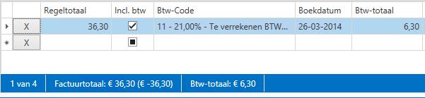 P a g i n a 32 Onderaan het Splits Kosten scherm wordt een Factuurtotaal en BTW totaal getoond. Indien het totaalbedrag niet klopt (positief of negatief) ziet u welk bedrag u nog moet boeken.