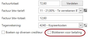 P a g i n a 36 2.14 FACTUUR BLOKKEREN IN KING (OPTIONEEL OP BASIS VAN FIATTERING) Als een inkoopfactuur is ingelezen in King komt hij als openstaande post bij de crediteur te staan.