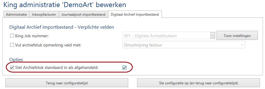 P a g i n a 50 Automatisch is de datum van de factuur ingevuld als datum van het archiefstuk. Verder ziet u de datum waarop het Archiefstuk is aangemaakt (de gebruiker is Factuur2King).