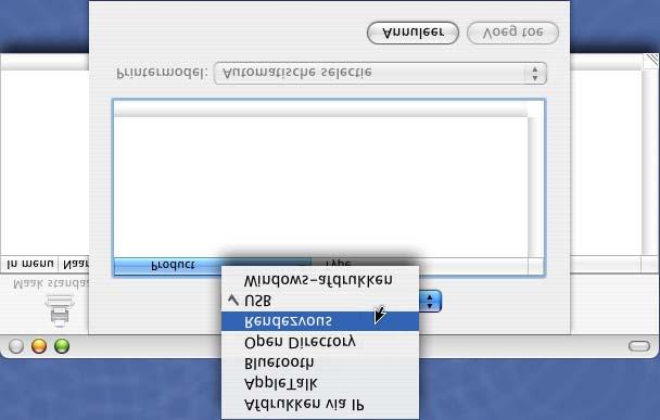 E Open het pictogram Printerconfiguratie. Als u Mac OS X 10.2.4 gebruikt, open dan het pictogram Print Center. De machine installeren F Klik op Voeg toe. (Mac OS X 10.