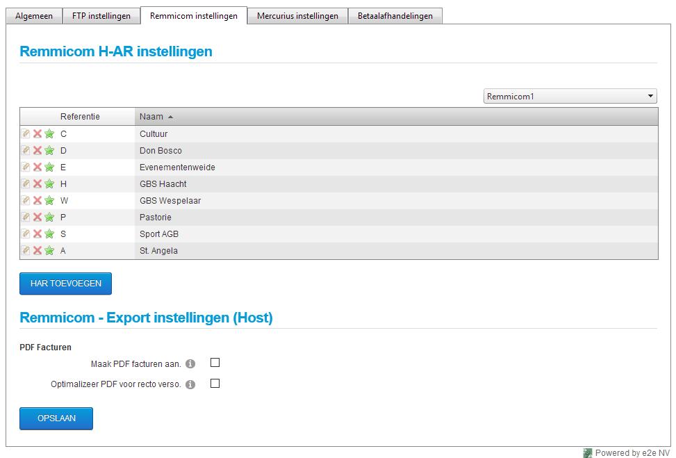 6.4 Remmicom 6.4.1 H-Ar instellingen Iedere factuur(hoofding) is gekoppeld aan een Algemene Rekening (H-AR). Iedere betaalafhandeling zal gekoppeld zijn aan een H-AR code (zie verder).