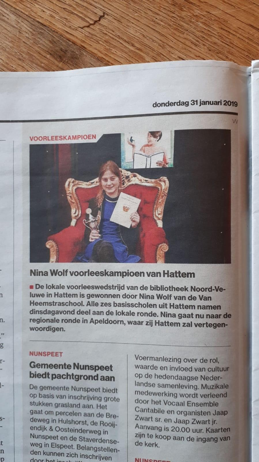 3 Uit de Stentor Van harte gefeliciteerd Nina namens de gehele Van