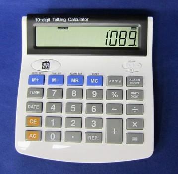 020001837 Franssprekende rekenmachine met grote contrasterende toetsen.