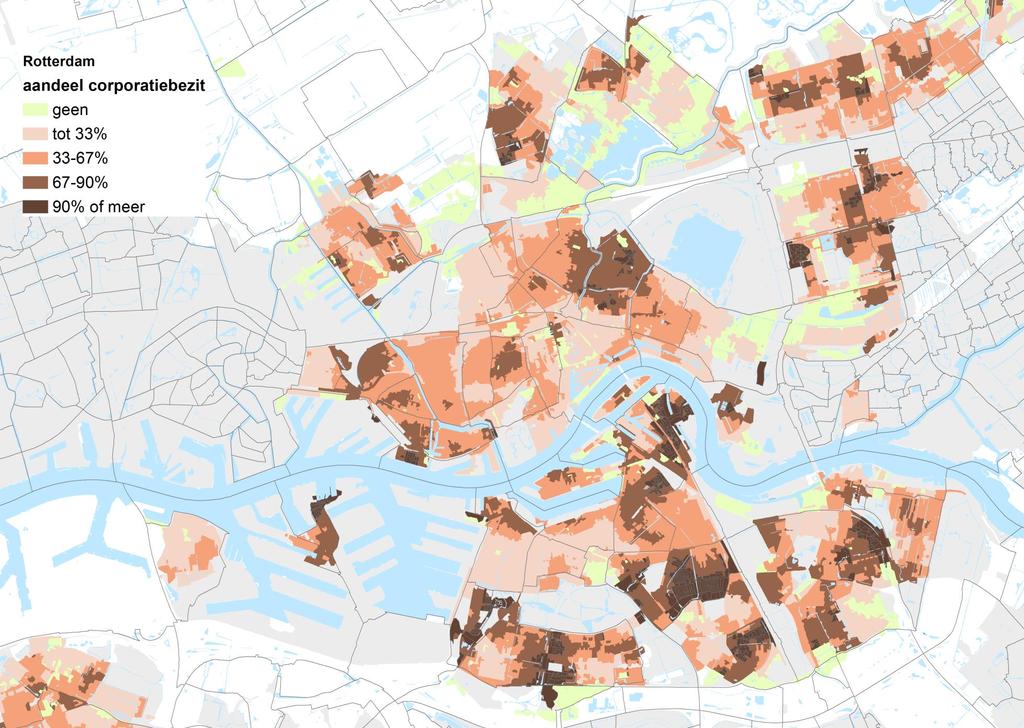 Rotterdam In veel buurten een afname van het aandeel laagste inkomens Relatief weinig in de corporatiebuurten