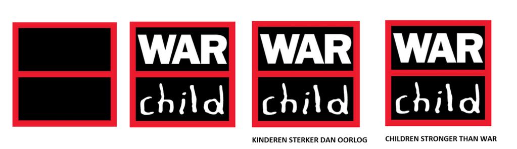 Bijlage Figuur 1 - Logo War Child aangepast aan de vier verschillende niveaus van verbale