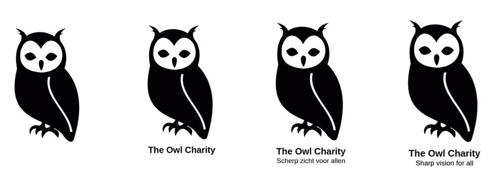 z.d.) Figuur 2 - Logo The Owl Charity (fictief goed doel) aangepast aan de vier verschillende