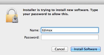 Voer uw wachtwoord in en klik op "Install Software" (software installeren). 9.