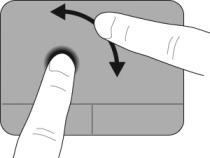 Draaien Door te draaien kunt u items zoals foto's roteren. U draait als volgt: plaats uw linkerwijsvinger in de touchpadzone.