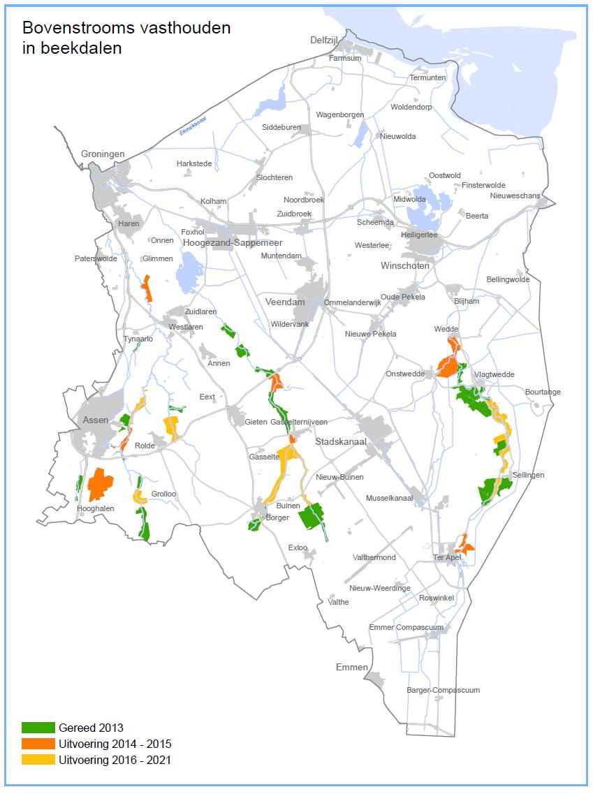 Acties Gereed - Water vasthouden in beekherstelprojecten in de Ruiten Aa 450.000 m 3 2018 - Water vasthouden in beekherstelprojecten in de Drentsche Aa 400.