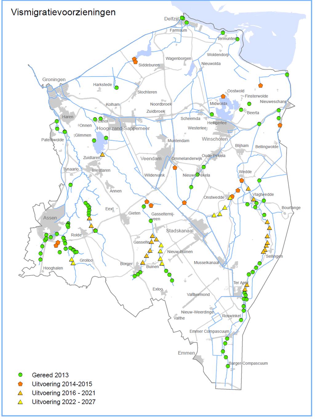 Acties Gereed - Vaststellen geactualiseerde visie Vismigratie 2016 - Realisering vispassages: -