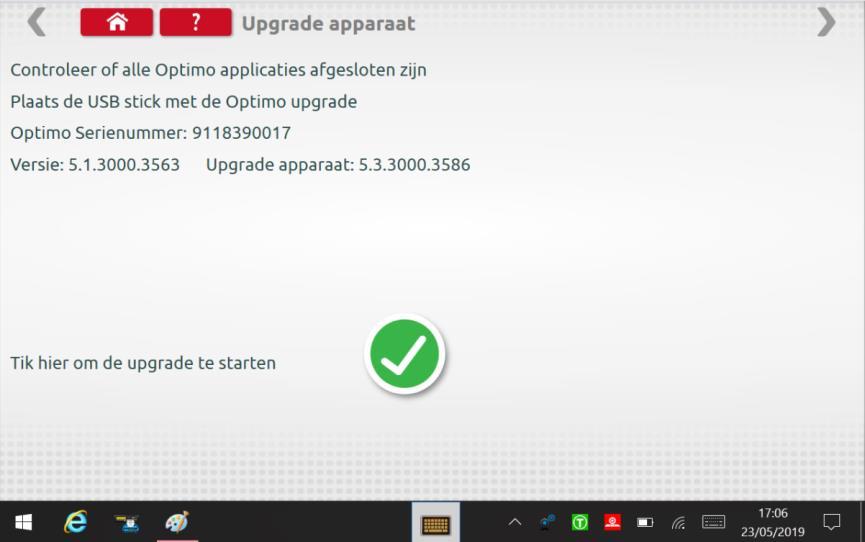 Update van de Optimo² : - Volg dezelfde procedure als die voor het updaten van DigiPrint_Mobile voor wat betreft het downloaden van het installatiepakket en voor dit pakket te kopiëren naar de
