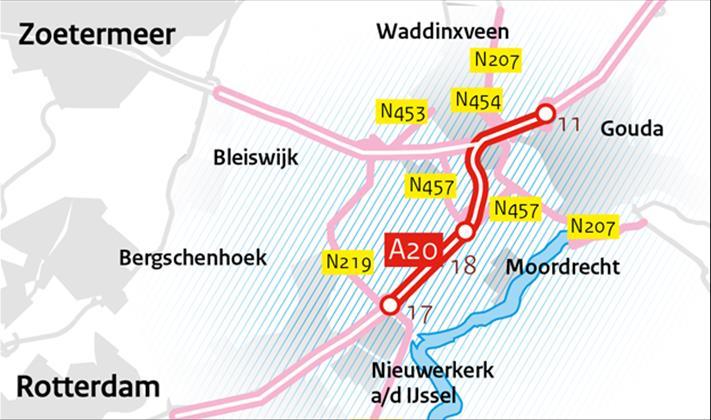 1 Inleiding 1.1 Aanleiding Het traject A20 Nieuwerkerk aan den IJssel Gouda vervult een cruciale rol in de bereikbaarheid van Rotterdam (Haven), Greenport, Westland-Oostland en Greenport Boskoop.