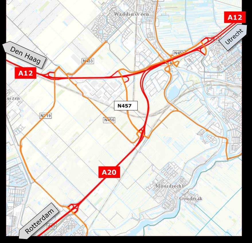 wegvak tussen de aansluiting Moordrecht en het knooppunt Gouwe.