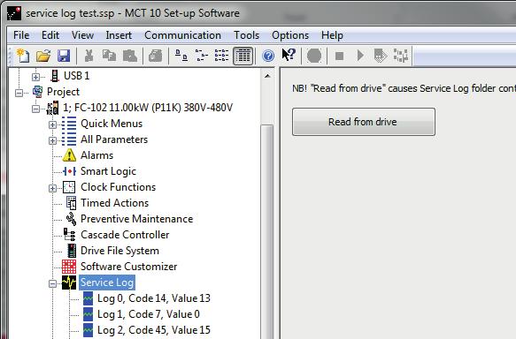 Parameterbeschrijving Programmeerhandleiding 3.14.5 De serviceloggegevens uitlezen Gebruik de MCT 10 setupsoftware om de serviceloggegevens uit te lezen. Om de serviceloggegevens uit te lezen: 1.