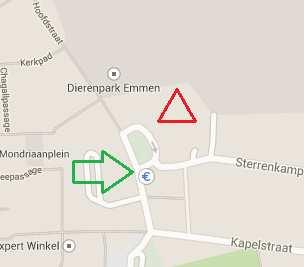 Selectieve veldsterktemeting, ingezoomd op 935.88 MHz, (GSM) Figuur 2; De groene pijl geeft de meetlocatie aan.