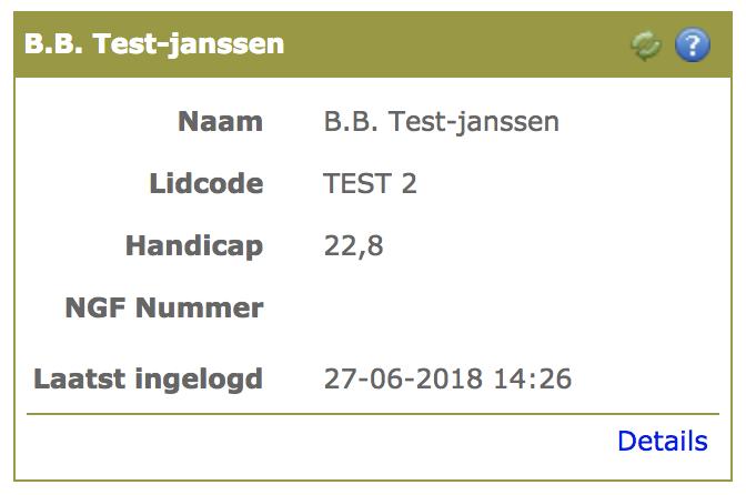 Inzien van uw handicap Wanneer u bent ingelogd op het ledenportaal wordt op het scherm een aantal informatieblokken weergegeven. Deze informatieblokken worden widgets genoemd.