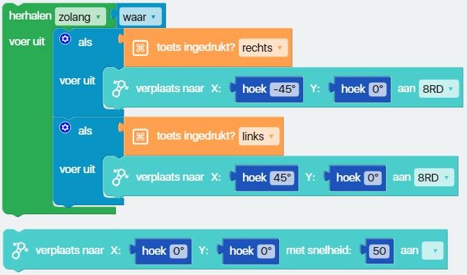 Maar hier gebruik je een verplaats naar X: Y: blok om de snelheid van de motor aan te passen.