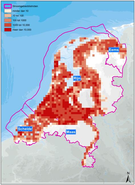 het hoofdwatersysteem (B) Overstroming als gevolg van een doorbraak van