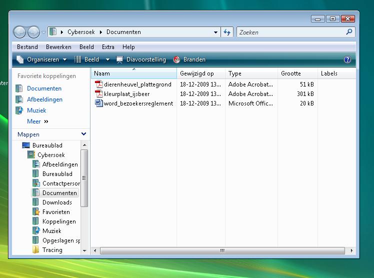 6.4 Bestanden terugvinden Zo ziet het venster eruit als je de map Documenten hebt geopend.
