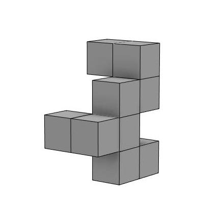 meerdere identieke kubussen. In de onderstaande figuren zie je 5 objecten getekend in 3 dimensies.