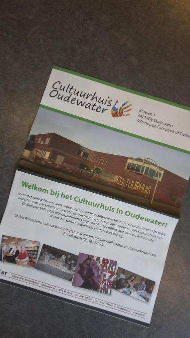Cultuurhuis Oudewater De Cultuurcoach is voor een deel van haar functie verbonden aan het Cultuurhuis van Oudewater, waar zij de programma coördinatie uitvoert.