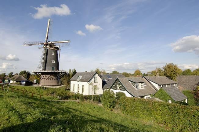 Langs de dijk torent korenmolen "De Blauwe Reiger" als een markant punt boven Haaften uit. Haaften is een dorp met geschiedenis.