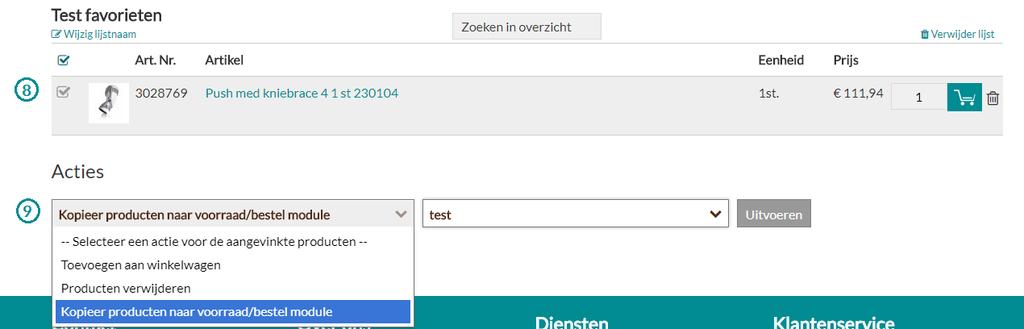 3b. Inveren van de vrraadlijst met behulp van Favrieten U kunt uw vrraadlijst k vullen vanuit uw lijst met favrieten.