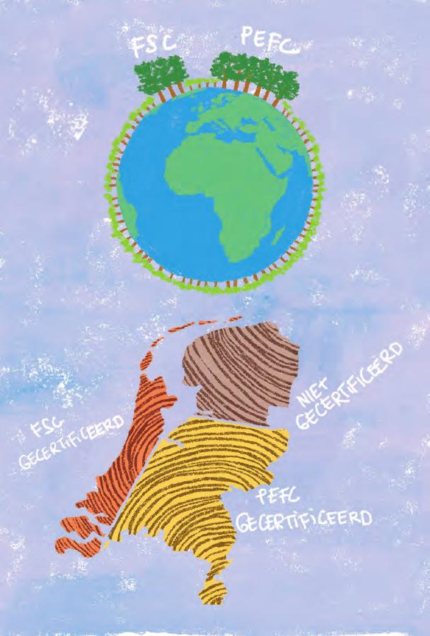 WIST U DAT 10% van het wereldwijde bosoppervlak duurzaam beheerd wordt onder de twee keurmerken voor duurzaam bosbeheer: een derde FSC en twee derde PEFC.