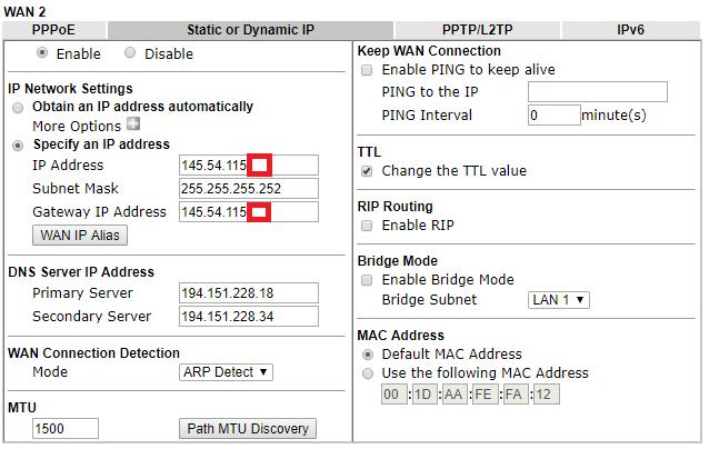 IPoE icm IP Routed Subnet Bij een IPoE verbinding op basis van een IP Routed Subnet hebt u de mogelijkheid om een LAN client (PC of Server) een publiek IP-adres te geven.